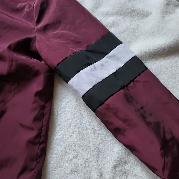 Full Tilt track jacket zip front maroon white black stripe size S - Picture 4 of 9